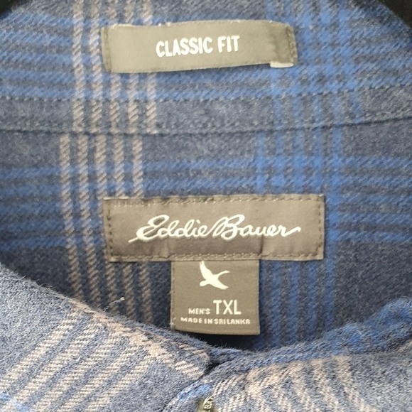 EDDIE BAUER Plaid Flannel Classic Fit Blue Men's Size TXL - Picture 8 of 10